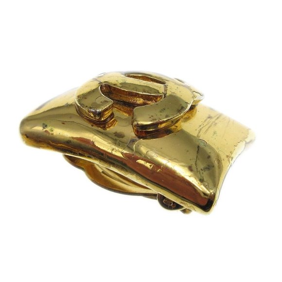 CHANEL CC Logos Earrings Gold-plated Clip-On 97P Accessories 63559 - Picture 4 of 6